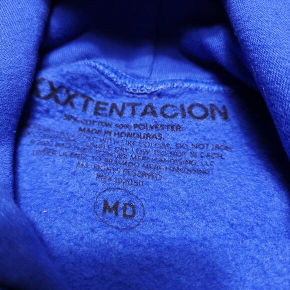 XXXTentacion Hoodie Mens Medium Blue Graphic Pullover Rap Hip Hop Sweatshirt - Picture 5 of 5